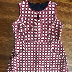 Lands End mod career dress 10 stretch red blue preppy